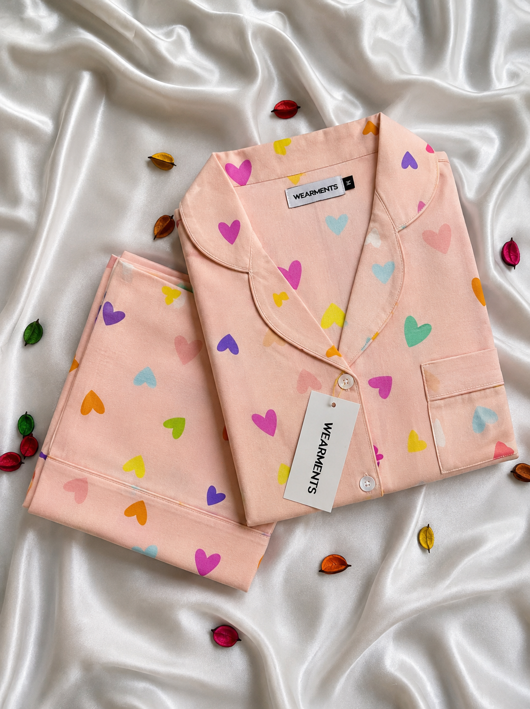 Pastel Rainbow Hearts Night Suit