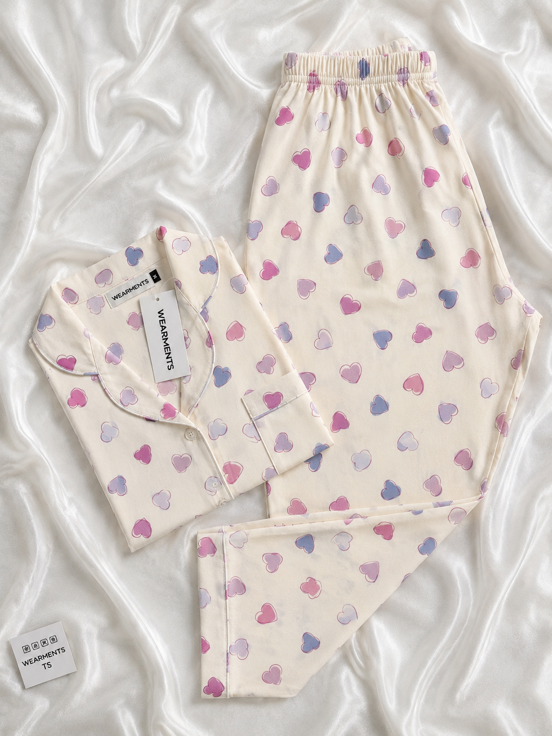 Lavender Hearts Night Suit