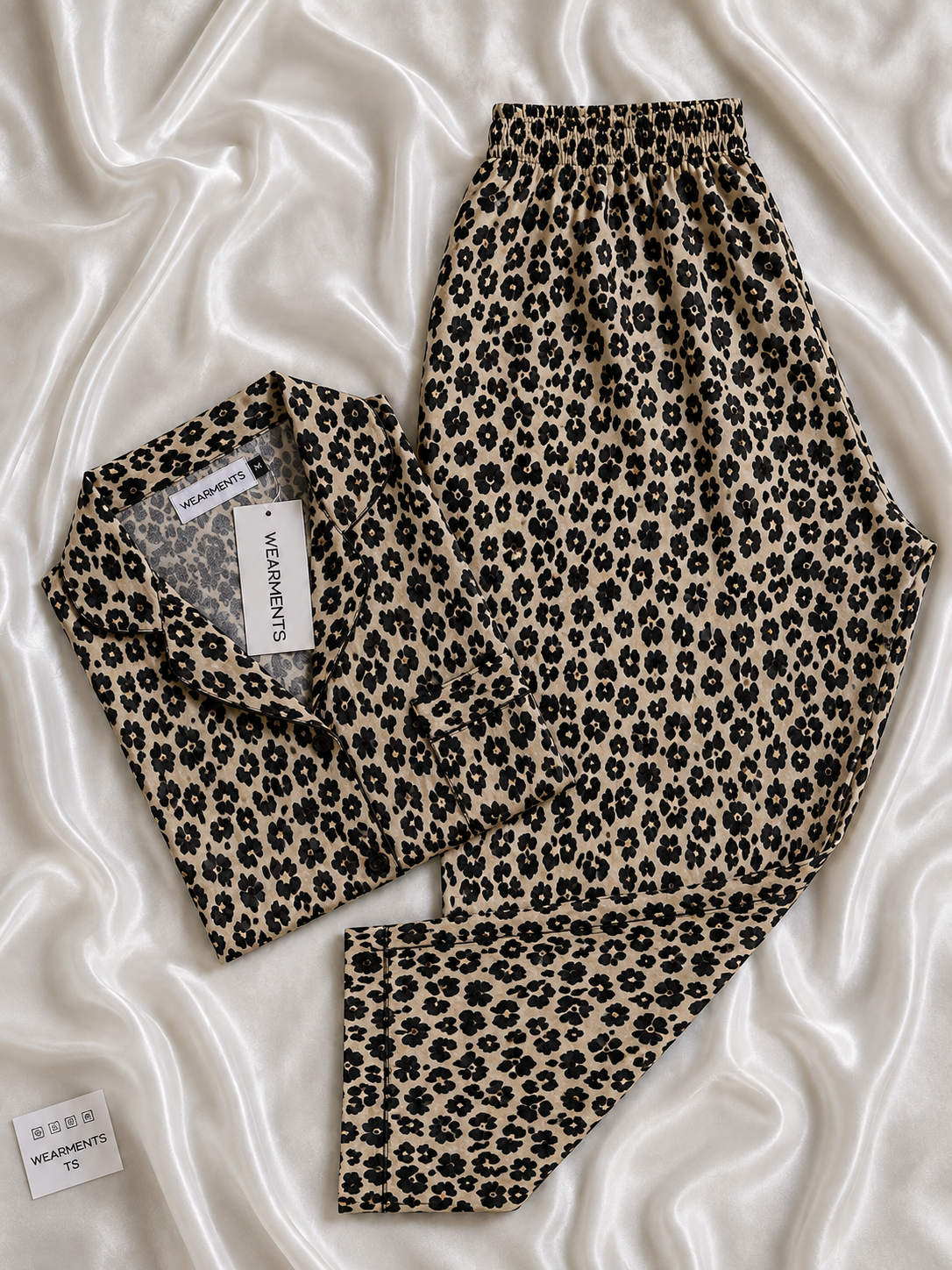 Leopard Print Linen Night Suit