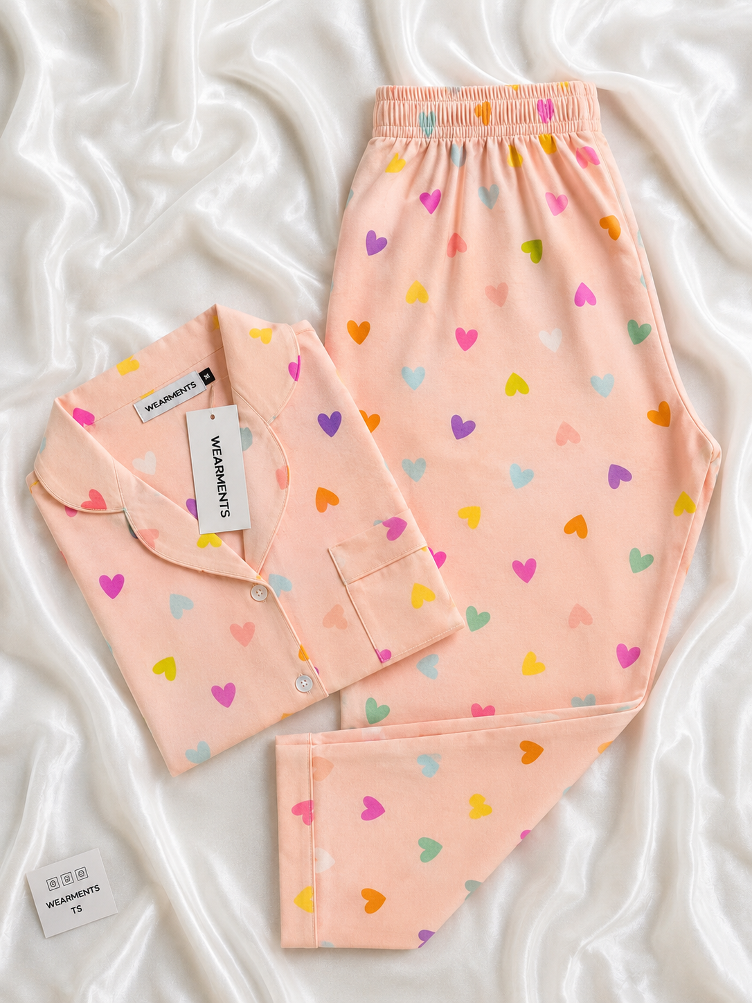 Pastel Rainbow Hearts Night Suit