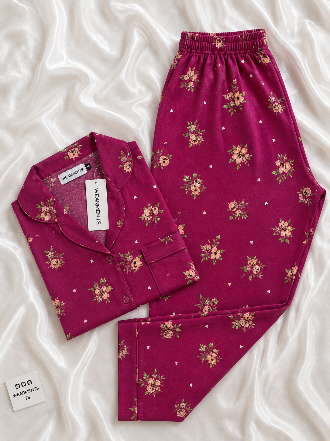 Floral Magenta Night Suit