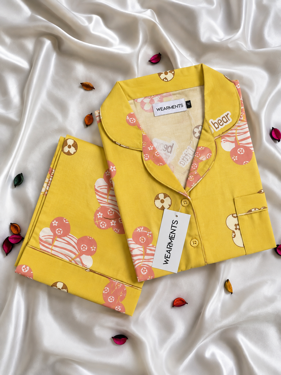 Sunny Bear Candy Premium Linen Night Suit