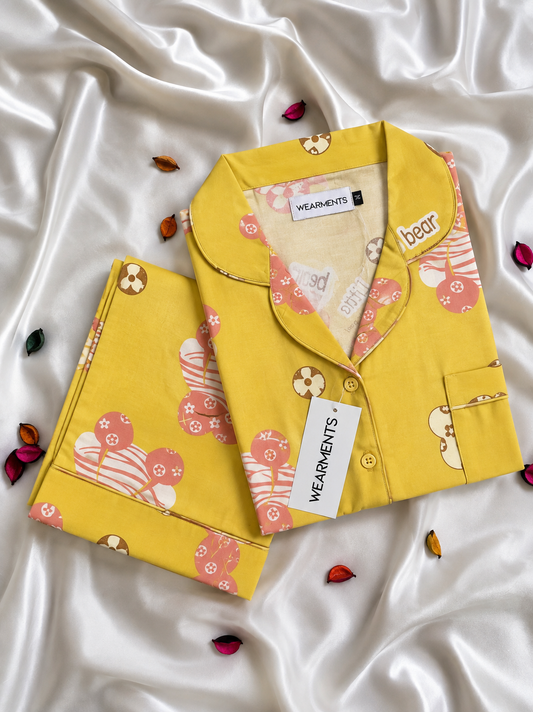 Sunny Bear Candy Premium Linen Night Suit