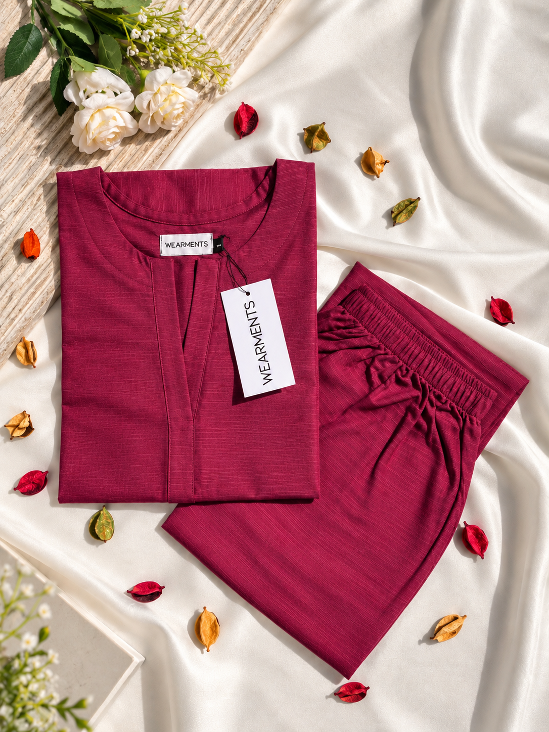 Premium Hot Pink Slub Khaddar 2-Piece Set