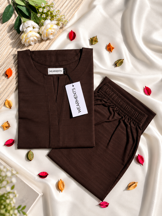 Premium Burgundy Slub Khaddar 2-Piece Set