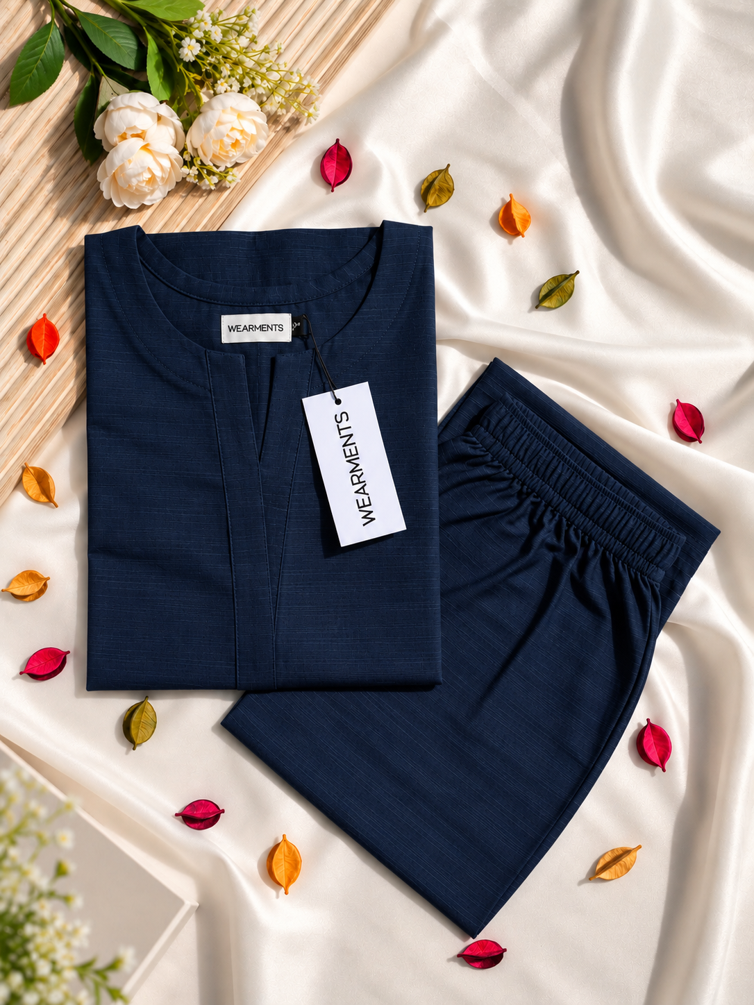 Premium Dark Blue Slub Khaddar 2-Piece Set