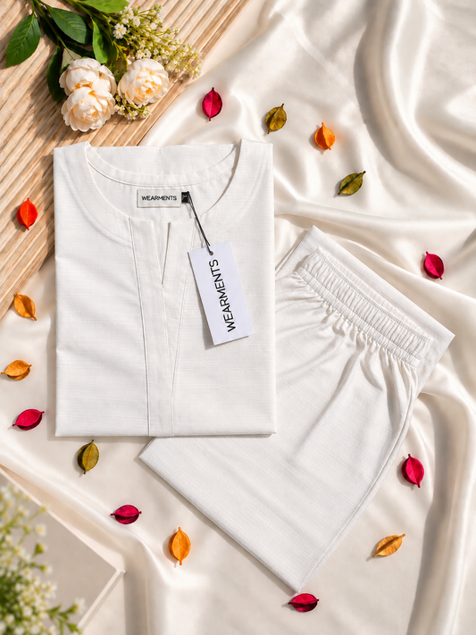 Premium Off White Slub Khaddar 2-Piece Set