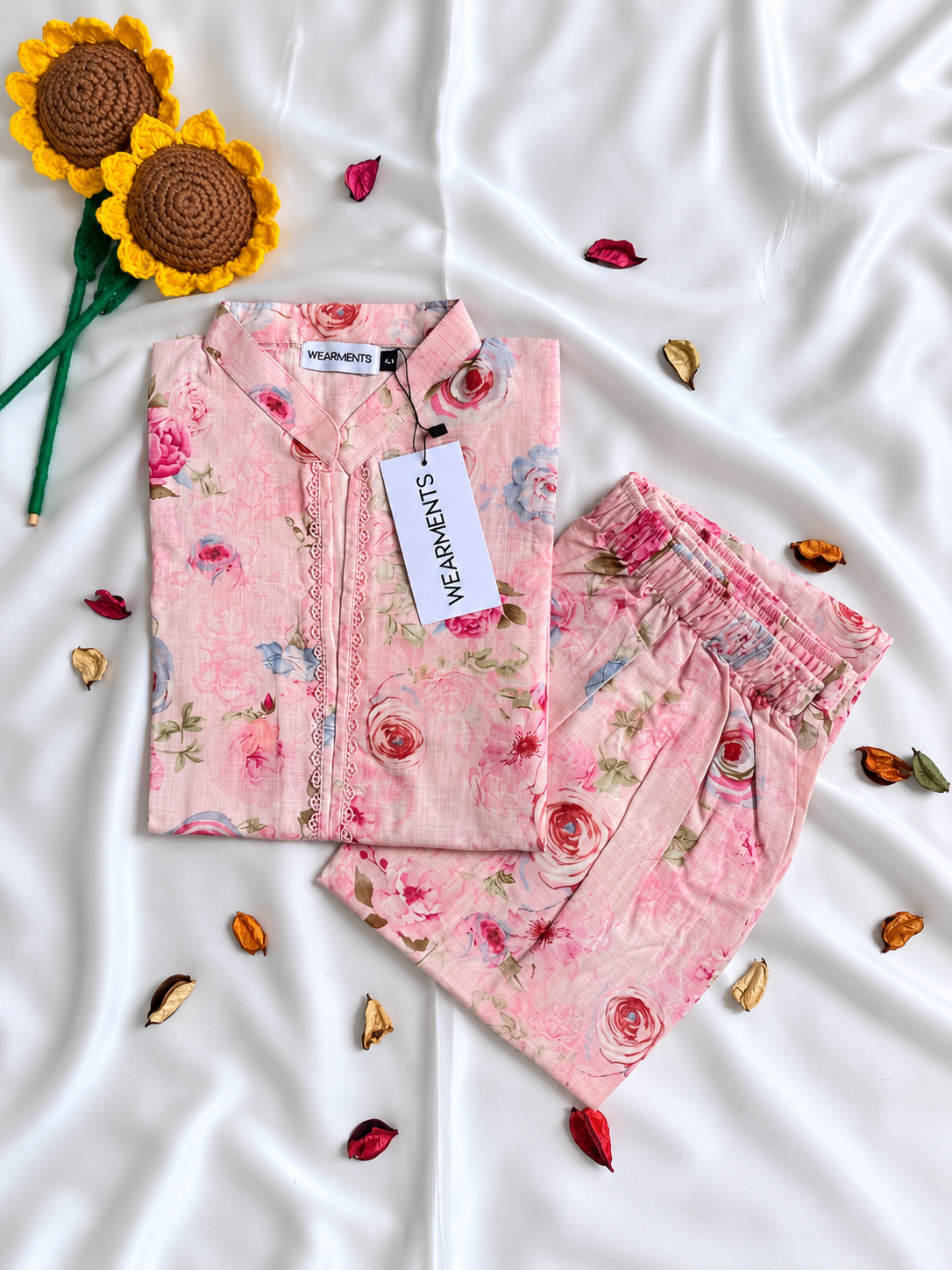Pastel Petals – Slub Khaddar Set
