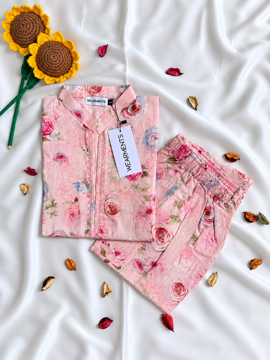 Pastel Petals – Slub Khaddar Set