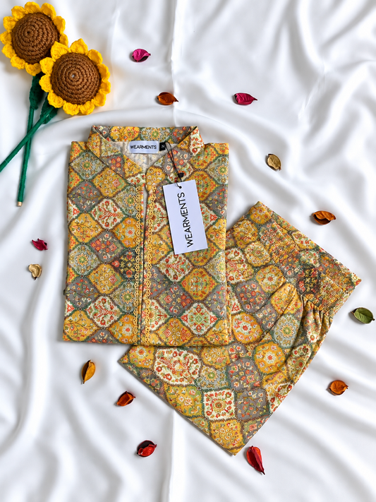 Mustard Mosaic – Slub Khaddar Set