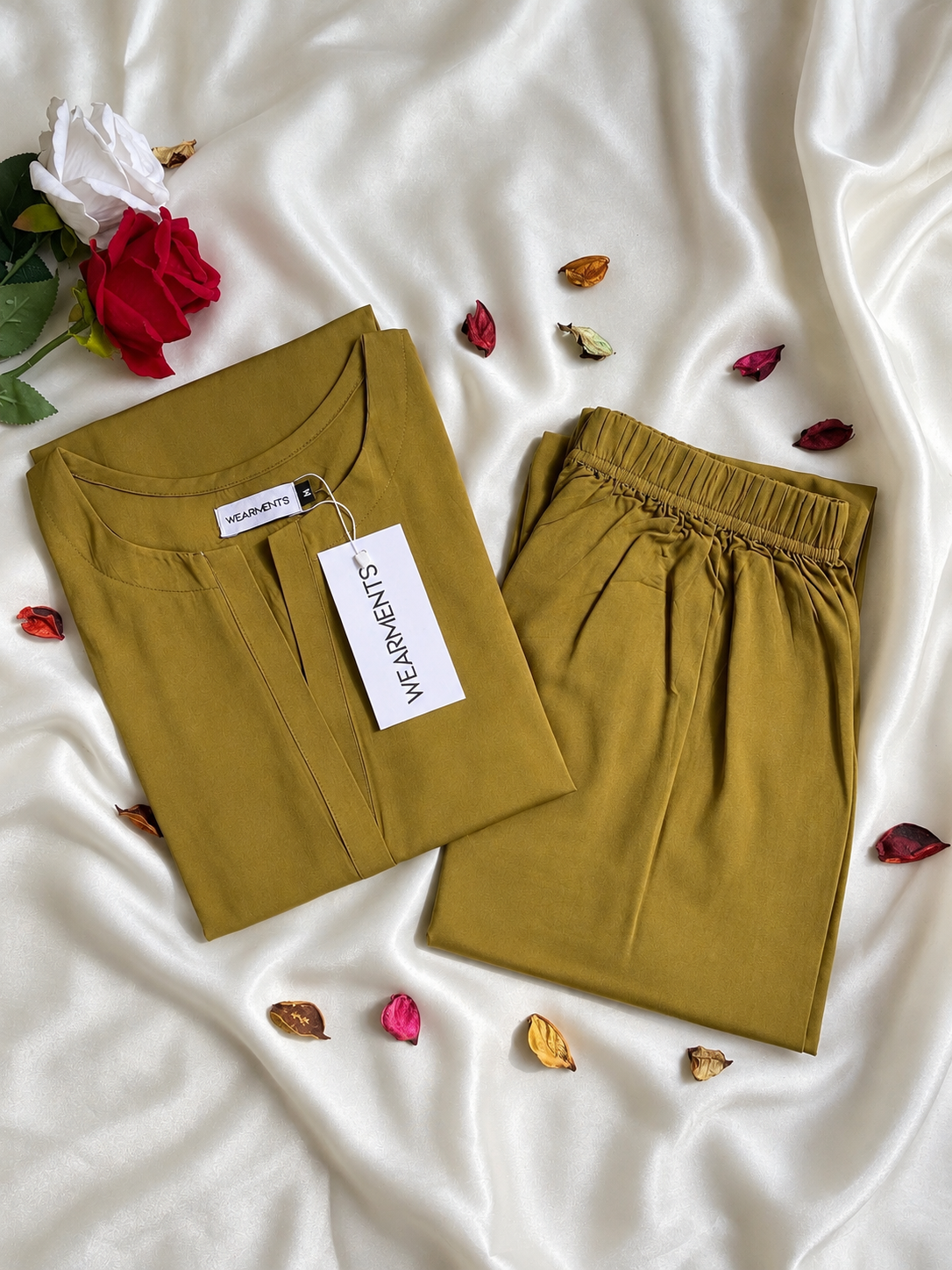 Olive — Long Shirt with Palazzo