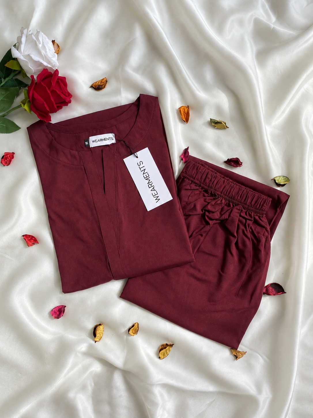 Maroon — Long Shirt with Palazzo