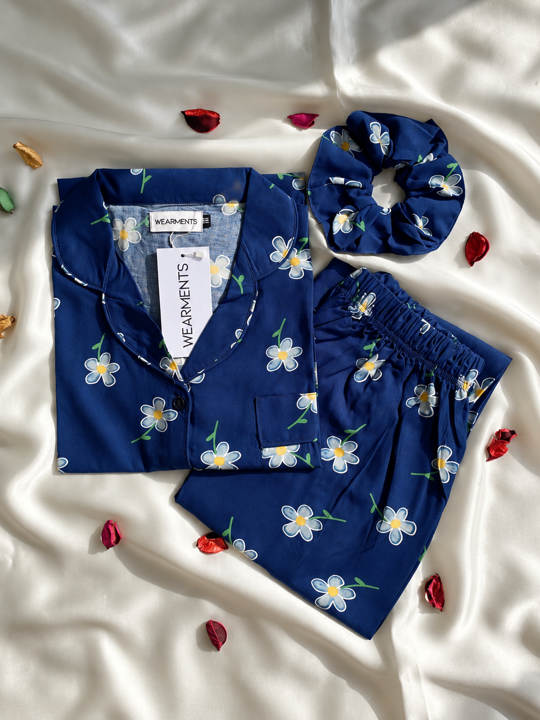 Midnight Daisy – Linen Night Suit