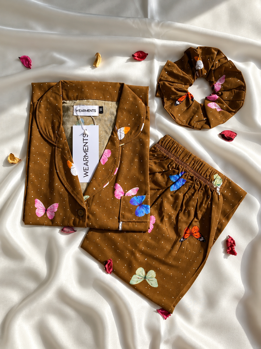 Cocoa Butterfly –  Linen Night Suit