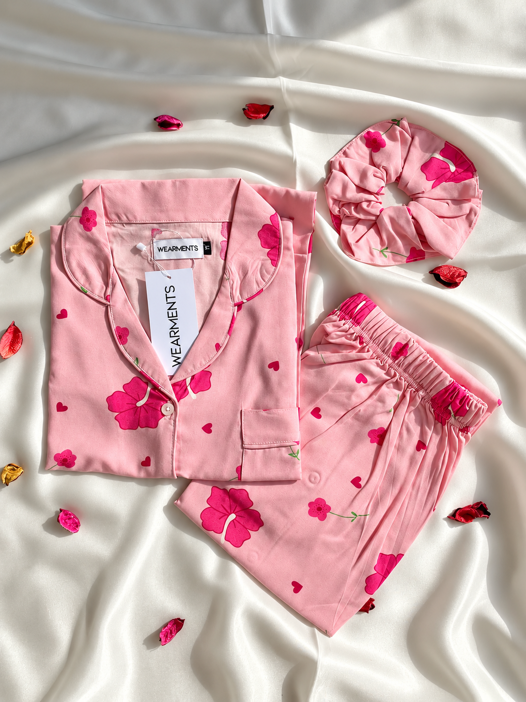 Blush Bloom – Linen Night Suit