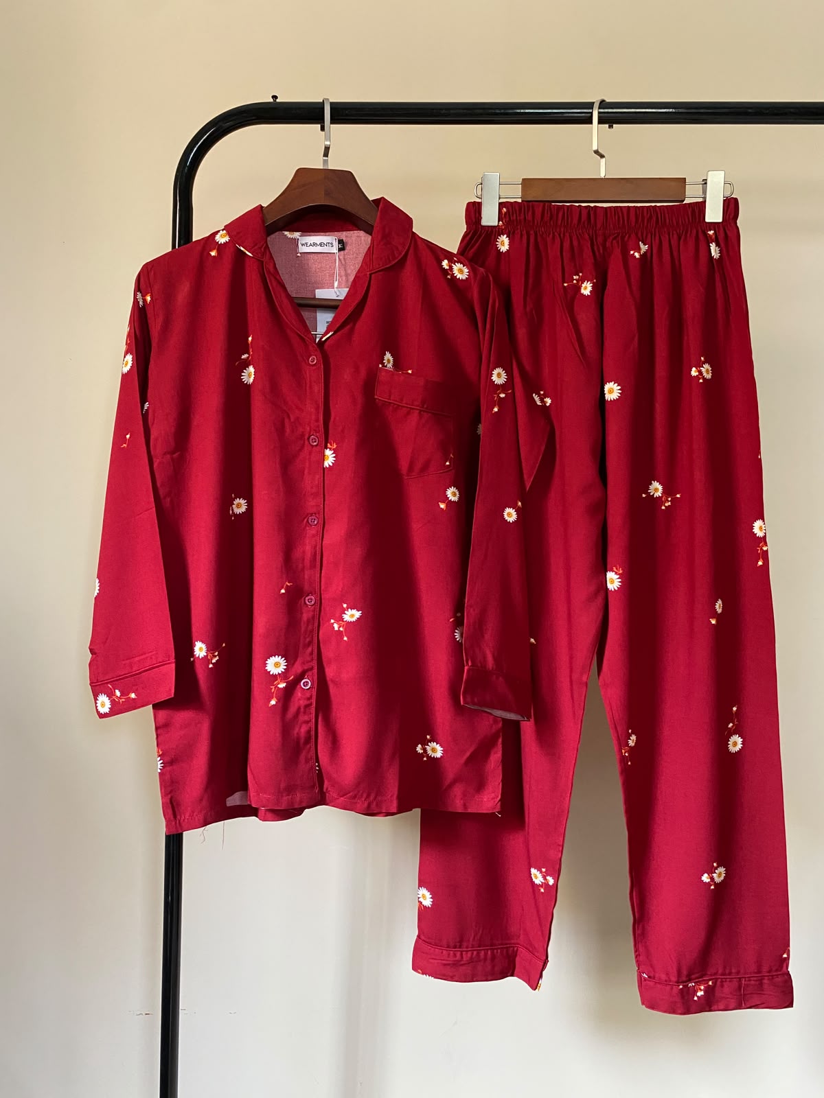 Red Daisy Night PJ Set