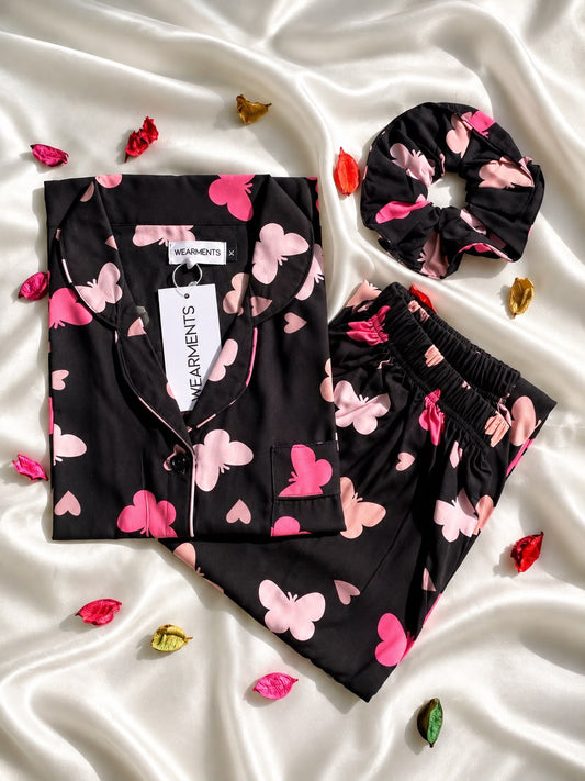 Pink Butterfly Hearts Night PJ Set