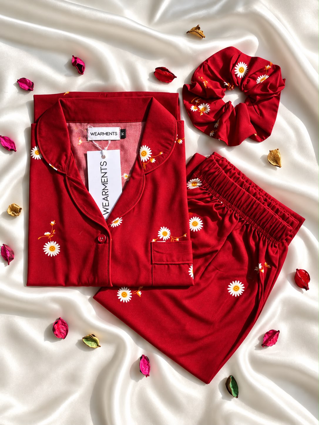 Red Daisy Night PJ Set