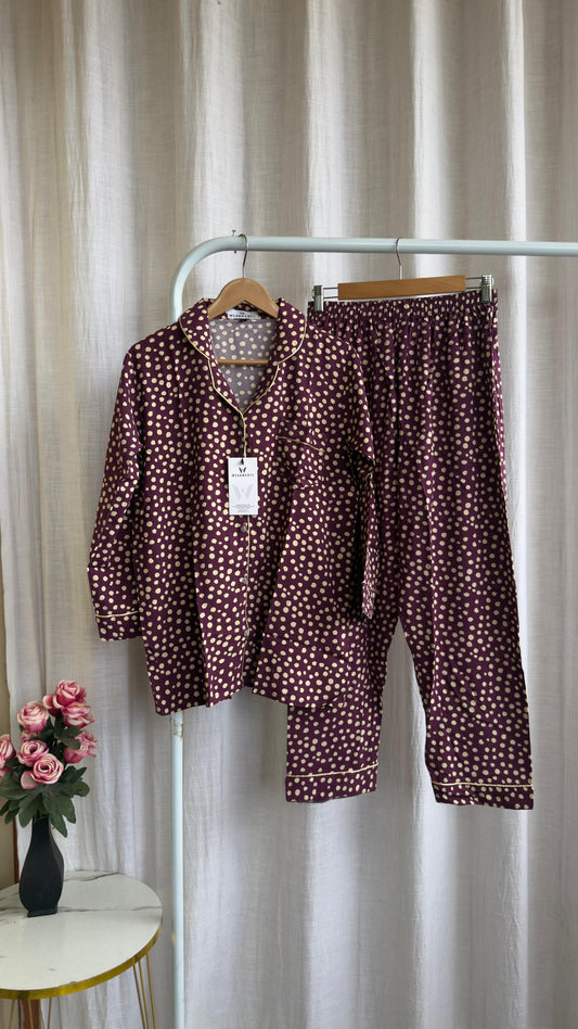 PURPLE POLKA PJS SET