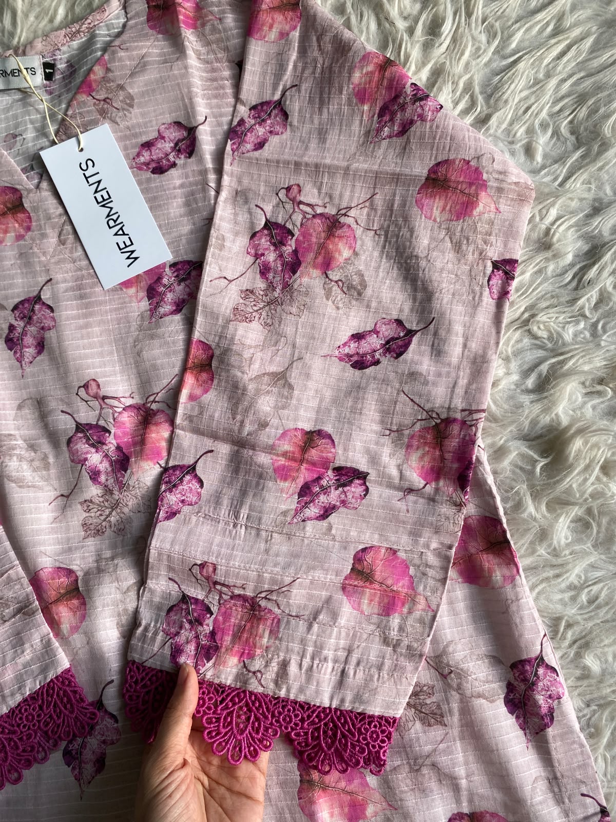 Pink Leaf – Premium Summer Lawn 3PC Suit