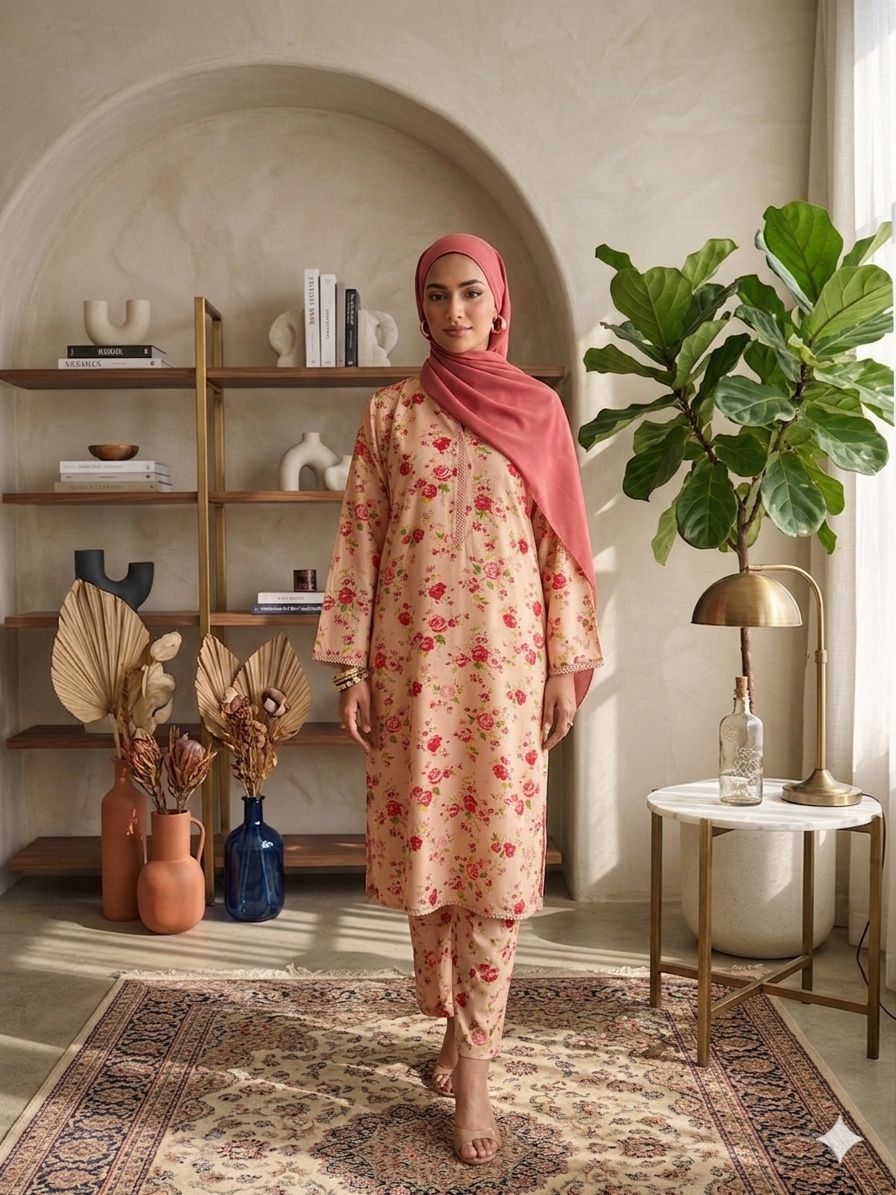 Peach Rose Garden Set