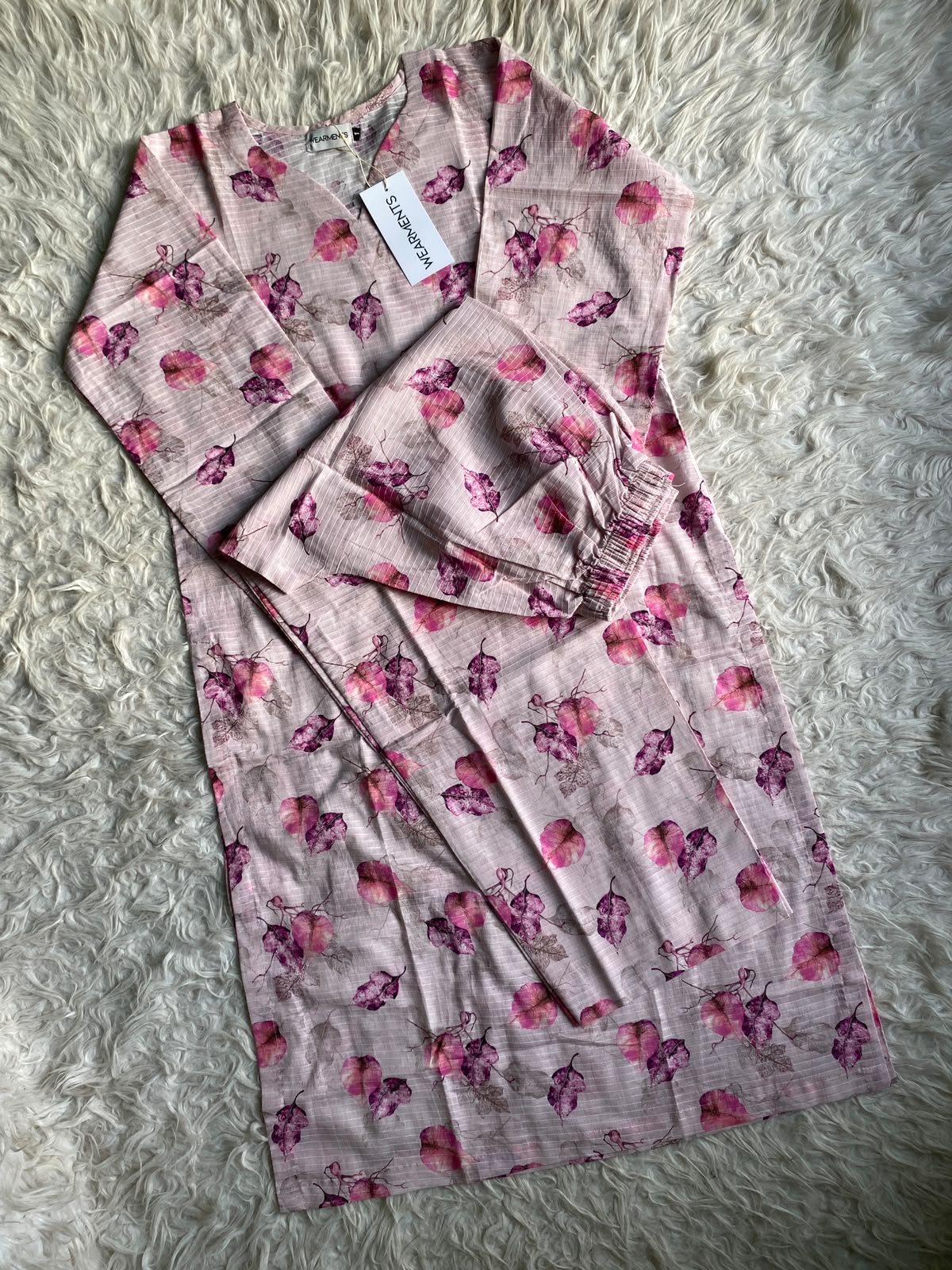 Pink Leaf – Premium Summer Lawn 3PC Suit