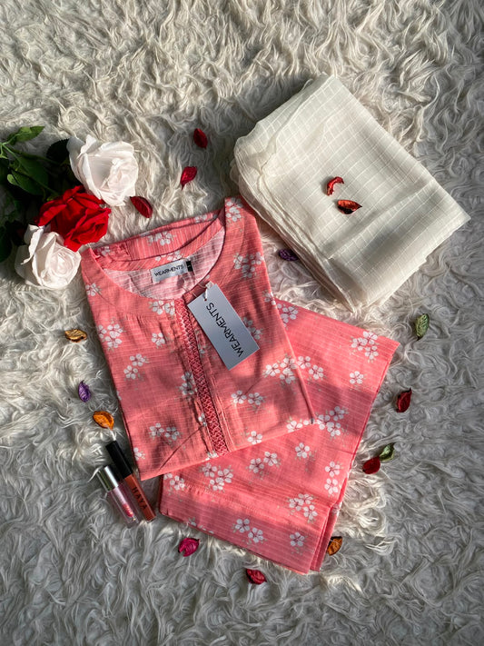Coral Blossom – Premium Summer Lawn 3PC Suit