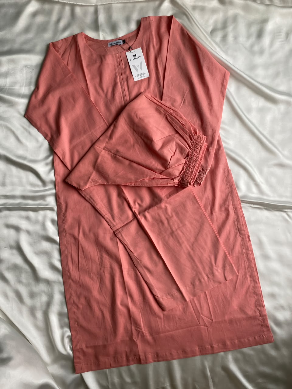 Peach Pink Solid Seamless 2 Piece Suit