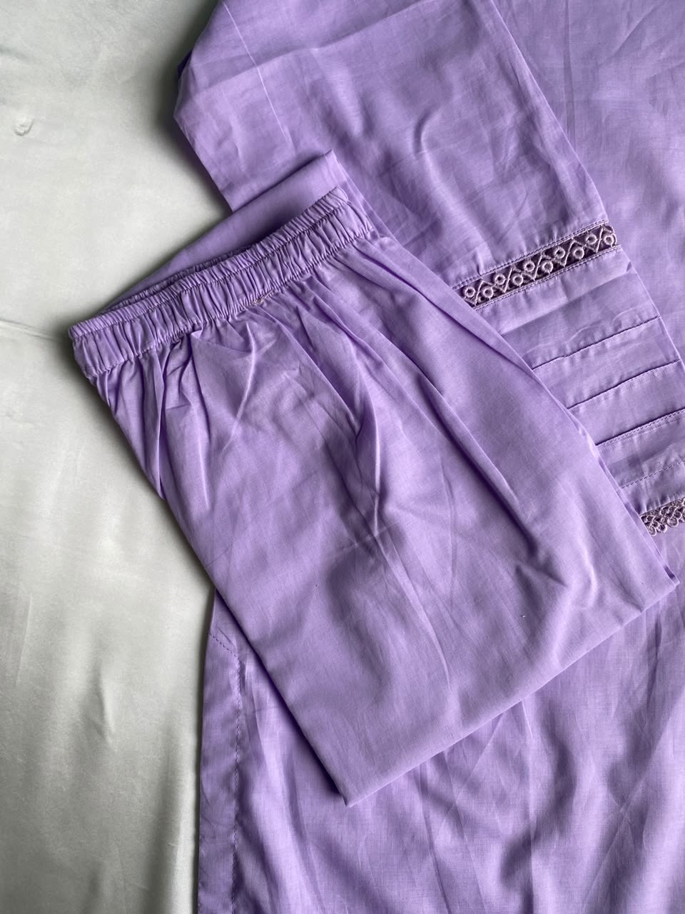 Lavender Solid Summer Lawn Co-Ord Set