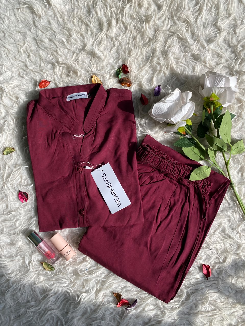 Wine Berry – Premium Solid 2PC Co-Ord Set