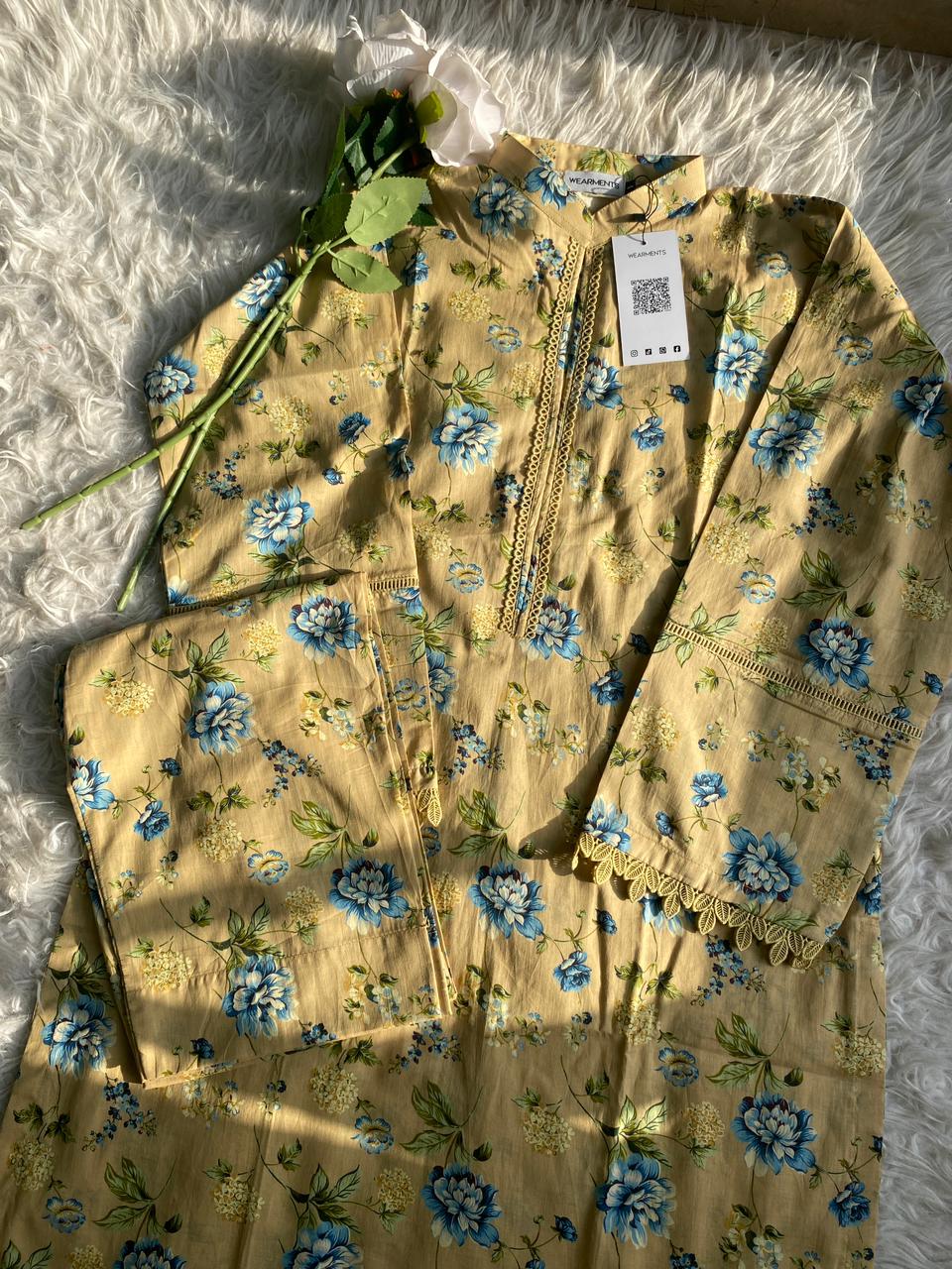 Beige Blue Blossom 3PC Set