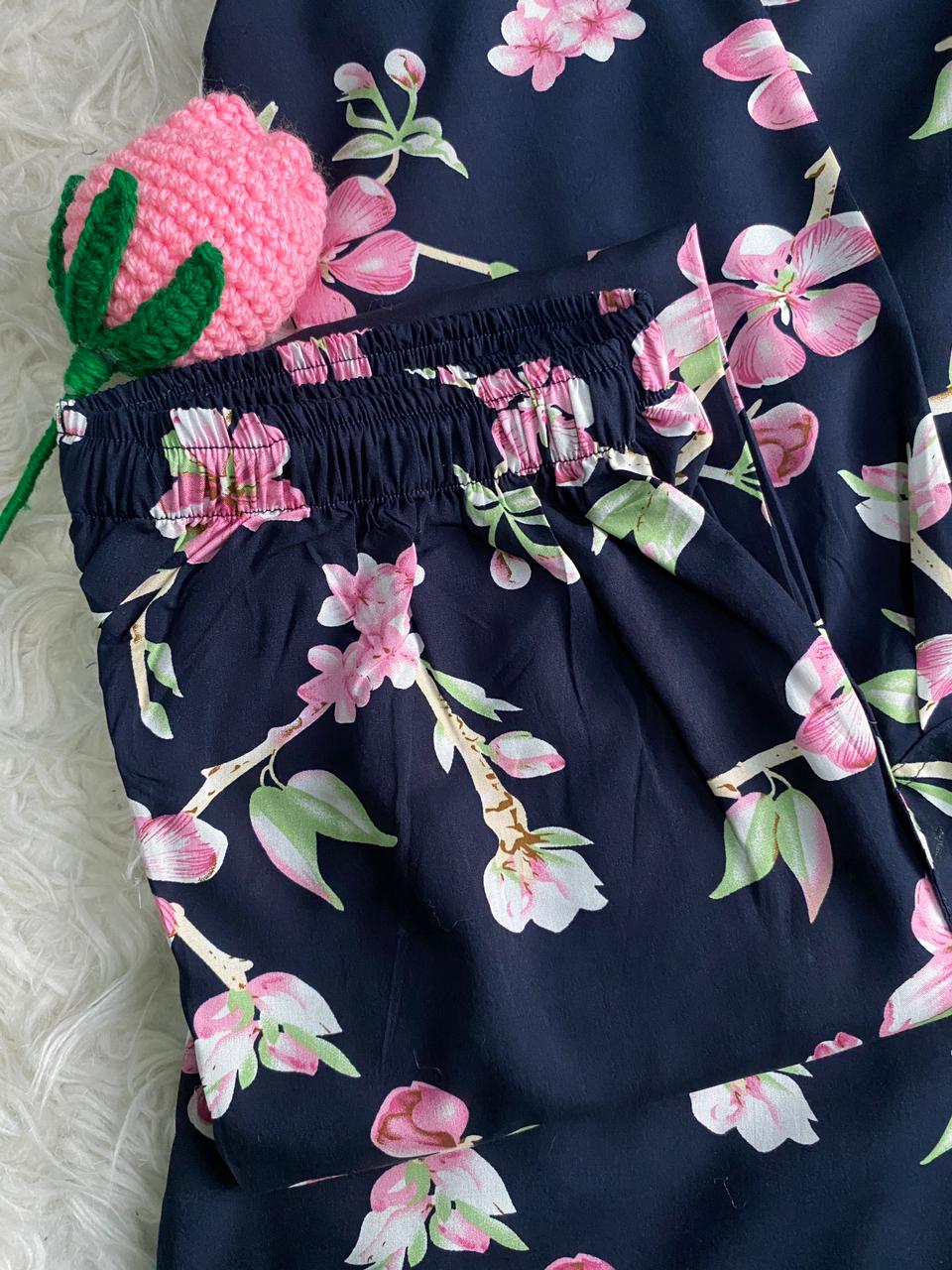Navy Blossom Luxe Co-Ord Set