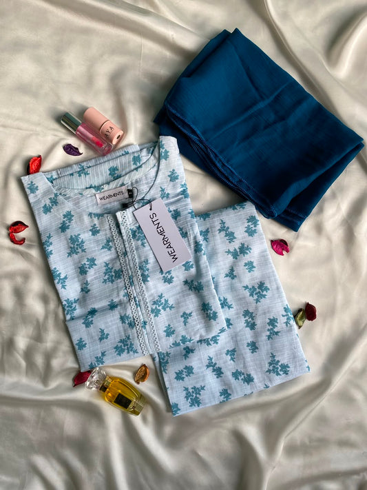 Sky Blue Floral 3PCS SET