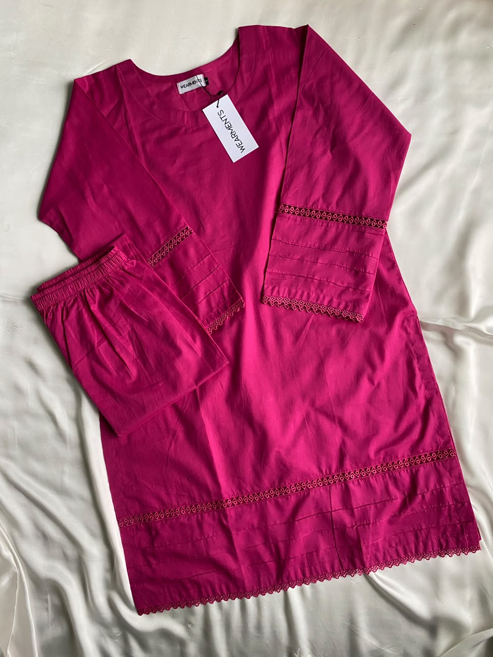 Fuchsia Pink Solid Summer Lawn Co-Ord Set